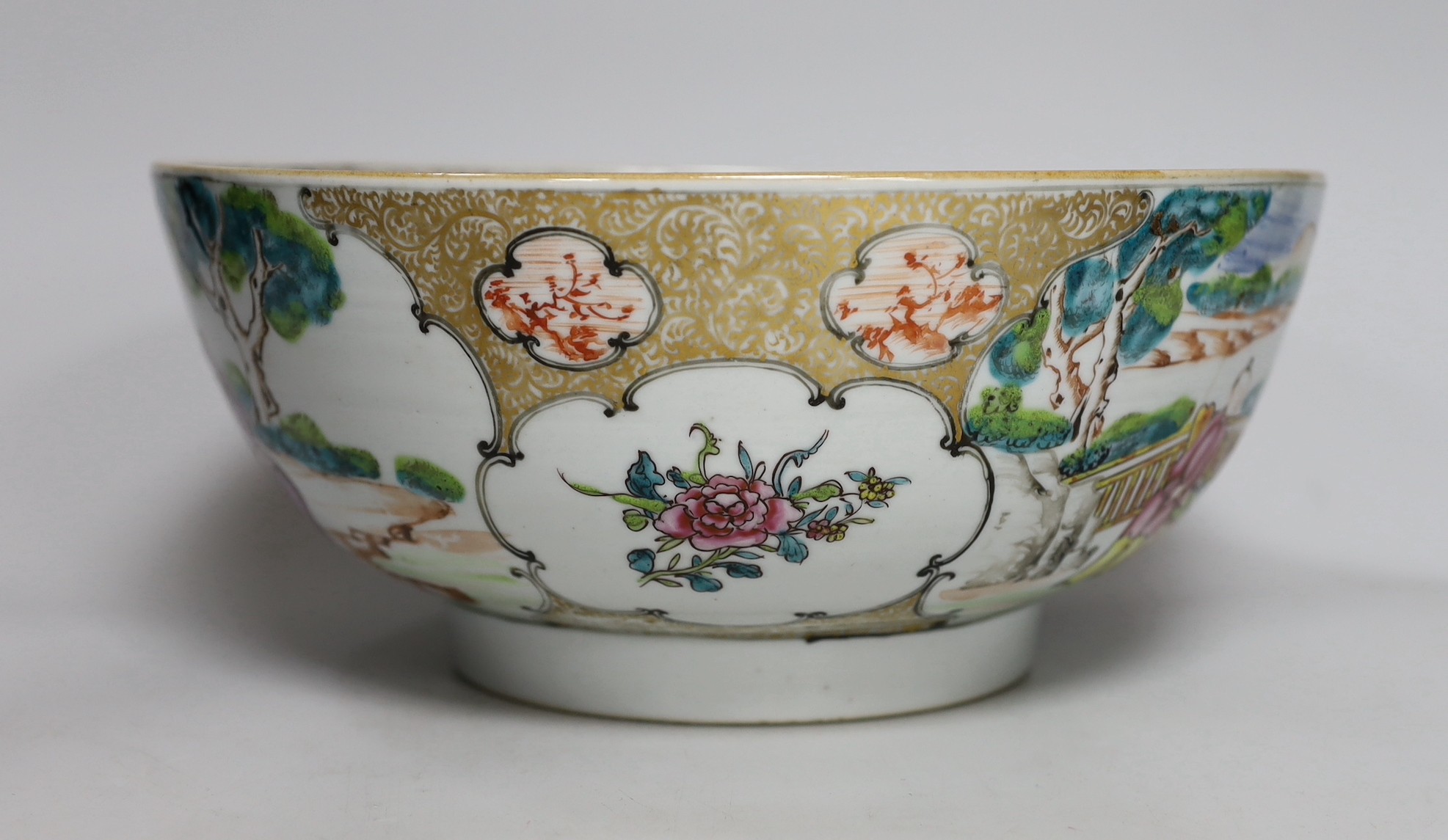 A Chinese famille rose ‘Mandarin’ bowl, Qianlong period, 27cm diameter